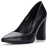 IDIFU Women's IN4 Chunky-HI Block High Heels Closed Pointed Toe Pumps Dress Office Shoes for Women