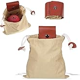 Foraging Pouch, Foldable Foraging Bag Outdoor Waxed Canvas Picking Fruit Drawstring Pouch Multi-Purpose Leather Belt Bag for Camping Hiking Collecting Mushroom Shells Treasures