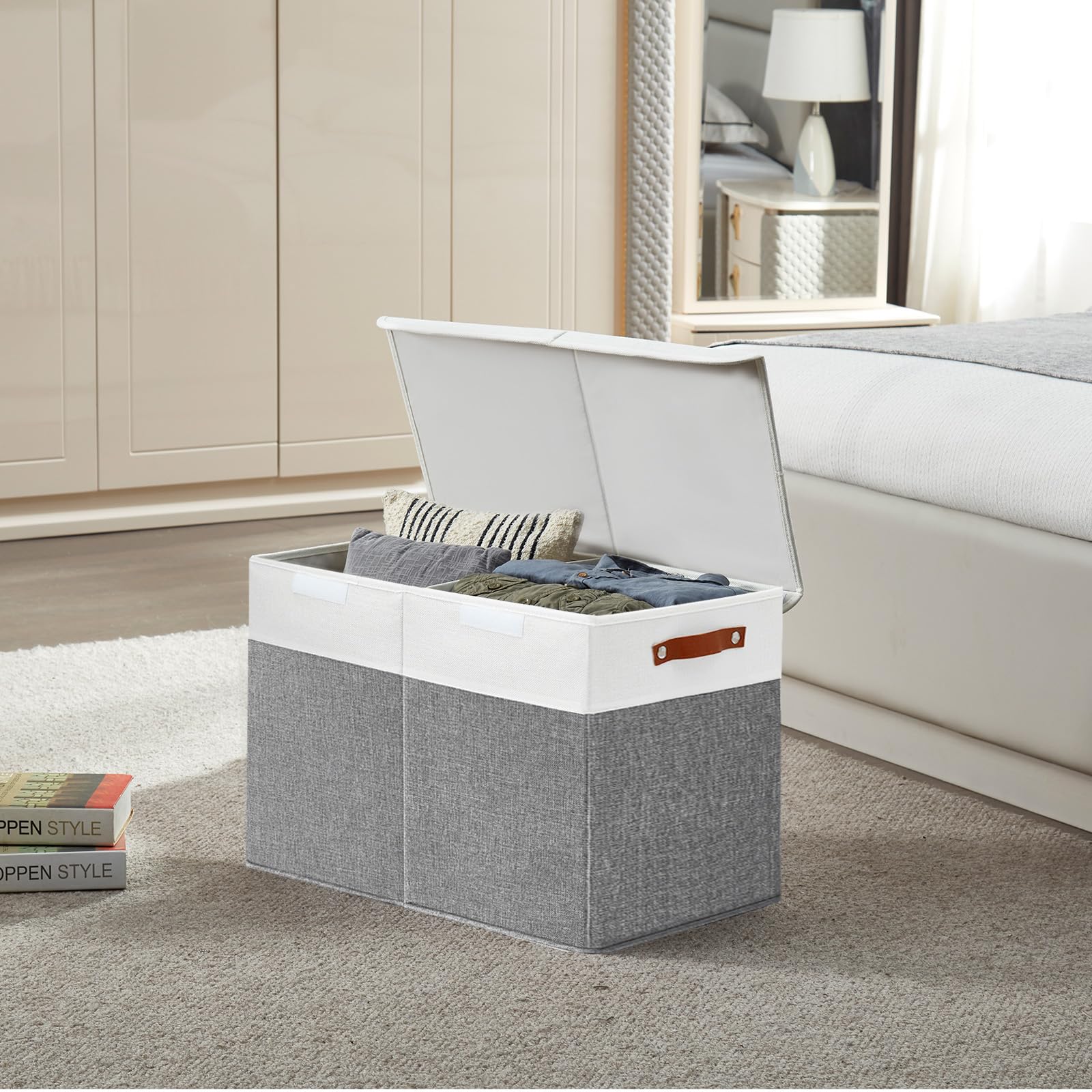 Large Toy Storage Box with Lids, Collapsible Sturdy Baby Storage Organizer Chest Bin Basket for Kids, Boys, Girls, Playroom, Nursery, Bedroom, Closet 25