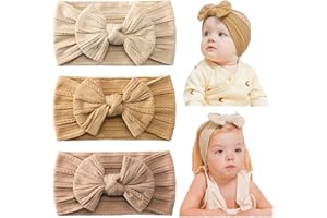 jollybows Baby Girl Headband Bows Nylon Head Wraps Newborn Hairbands Infant Toddler Hair Bow (2- Khaki Ginger Beige)