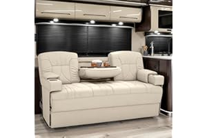 Qualitex De Leon Console SL RV Sofa Bed, 68" Wide, Ulitmate Leather, Bisque