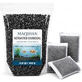 MAQIHAN Activated Charcoal Pellets - 0.9 LB Activated Carbon, 3 Nylon Bags | 410G Bulk Coconut Shell Activated Charcoal, Aquarium Filter Media for Fish Tanks Supplies, Clear Water Filtration