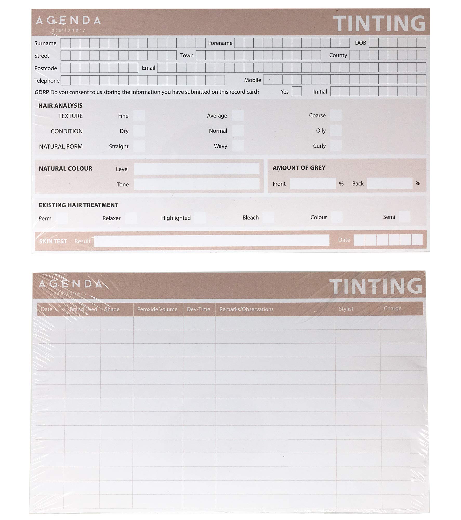 Agenda Client Record Cards Tinting Pack Of 100