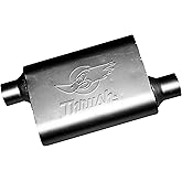 Thrush Muffler Deep Race Tone (Most Applications) Inlet 2.5 Pipe Connection Offset Outlet 2.5 Offset