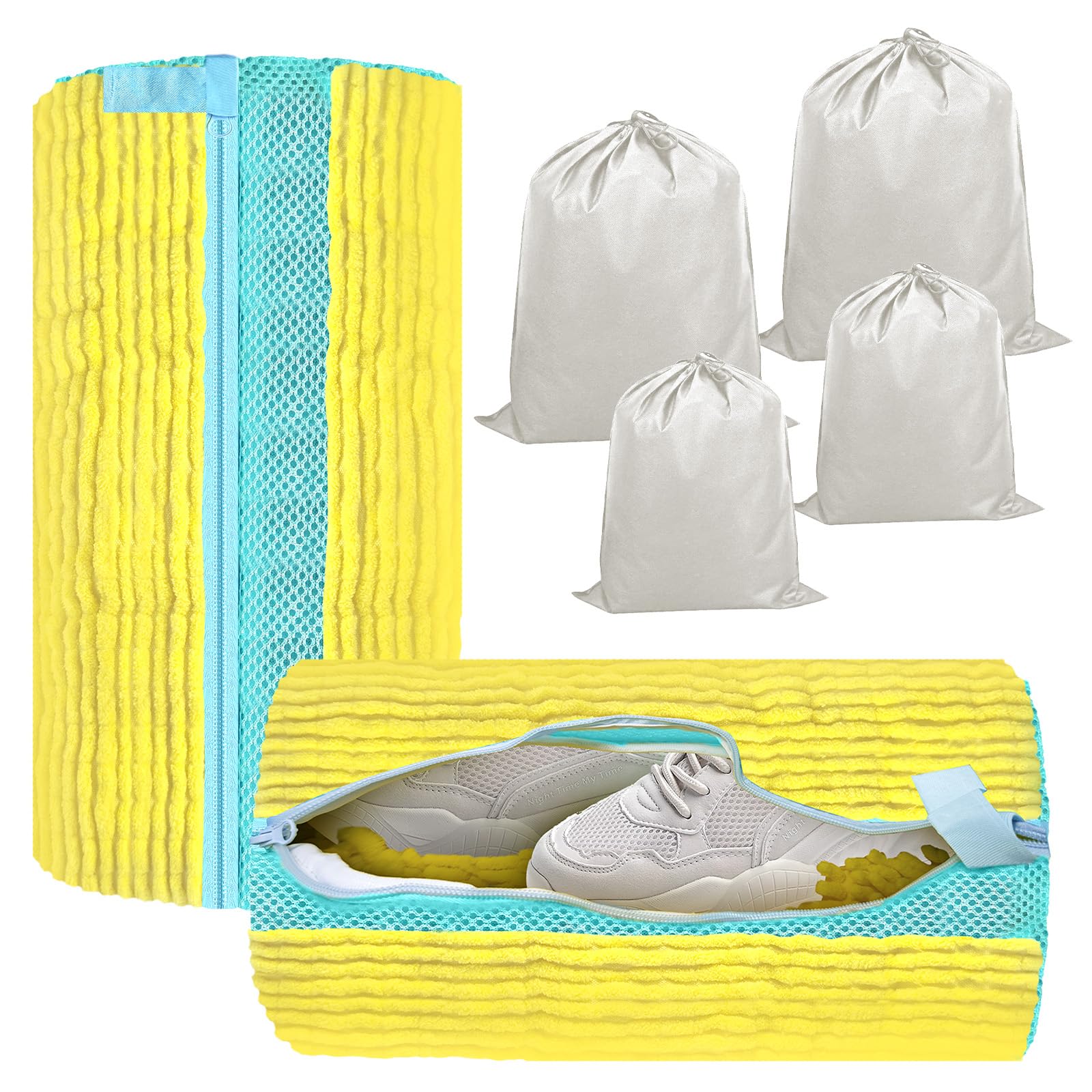 Photo 1 of (2+4pcs) Large Shoes Washing Bag for Washing Machine.Reusable Shoe Cleaning Bags for Washer and Dryer, 2pcs Laundry Bags for Tennis Shoes and Sneaker. 4Extra Large Non-woven Storage Bags included
