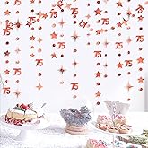 Rose Gold 75th Birthday Decorations Number 75 Circle Dot Twinkle Star Garland Metallic Hanging Streamer Banner Backdrop for 75 Year Old Birthday Happy 75th Anniversary Seventy Five Party Supplies
