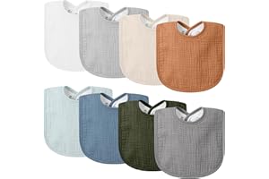 VOMARHUG 8-Pack Muslin Baby Bibs,Soft Cotton Bandana Bibs for Drooling and Teething,Solid Colors for Boy Girl,Newborn,Infant