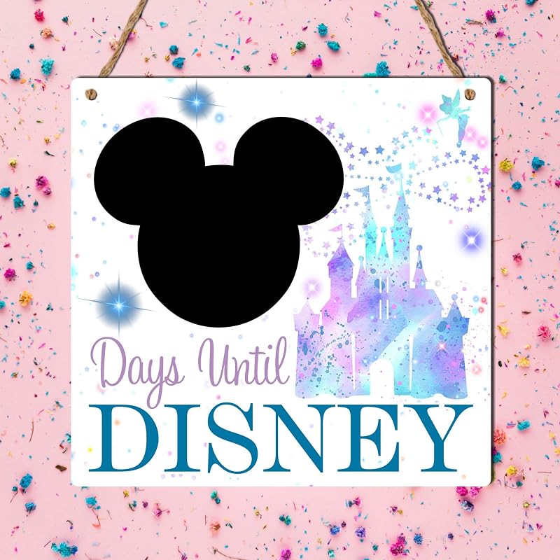 Pixie's Gifts Days Until Disney Chalkboard Plaque 18cm x 18.5cm