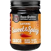 Sauce Goddess - Sweet & Spicy Cayenne Grilling Sauce - Ideal for Chicken, Shrimp, Ribs, Wings & More, Low Sodium, Gluten-Free BBQ Sauce - 14.6oz