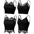 Bencailor 4 Pack Black Lace Cami Women Lace Bralette Ladies Camisoles Half Camisole Bra Adjustable Spaghetti Strap Tank Top