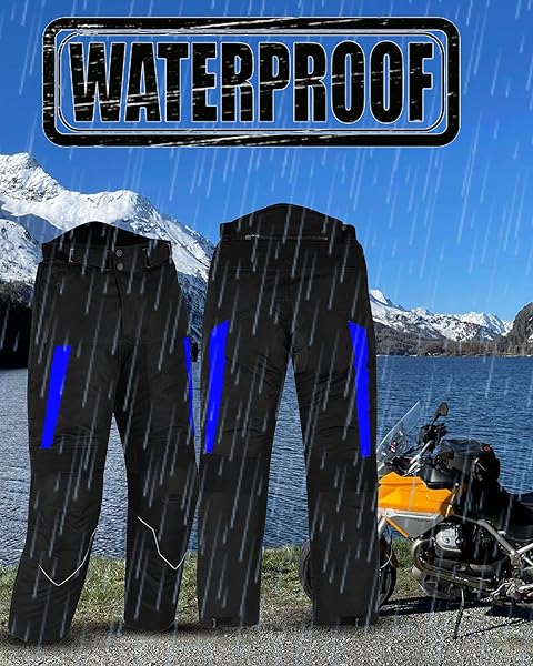 HIVE MOTO MOTORCYCLE PANTS FOR MEN WOMEN ARMORED CORDURA MOTOCROSS CARGO WORK TOURING MOTORBIKE PROTECTION TROUSER WATERPROOF (US, ALPHA, 4X-LARGE, REGULAR, REGULAR, BLUE)