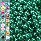 Vase Filler Pearls, 2200 Pcs No Hole Pearl Vase Beads, Plastic Fake Pearl for Crafting, Pearls for Makeup Brush Holder Beads, Tabble Scatter, Vase Decor, Wedding Birthday Party (Dark Green, 6mm)