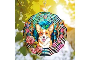 64decals 64memory Corgi Dog Wind Spinner, Corgi Dog Wind Spinner Hanging for Yard and Garden, Unique Gift Wind Spinner, 3D Hanging Wind Spinner Outdoor, Cute Corgi Wind Spinner (Corgi)