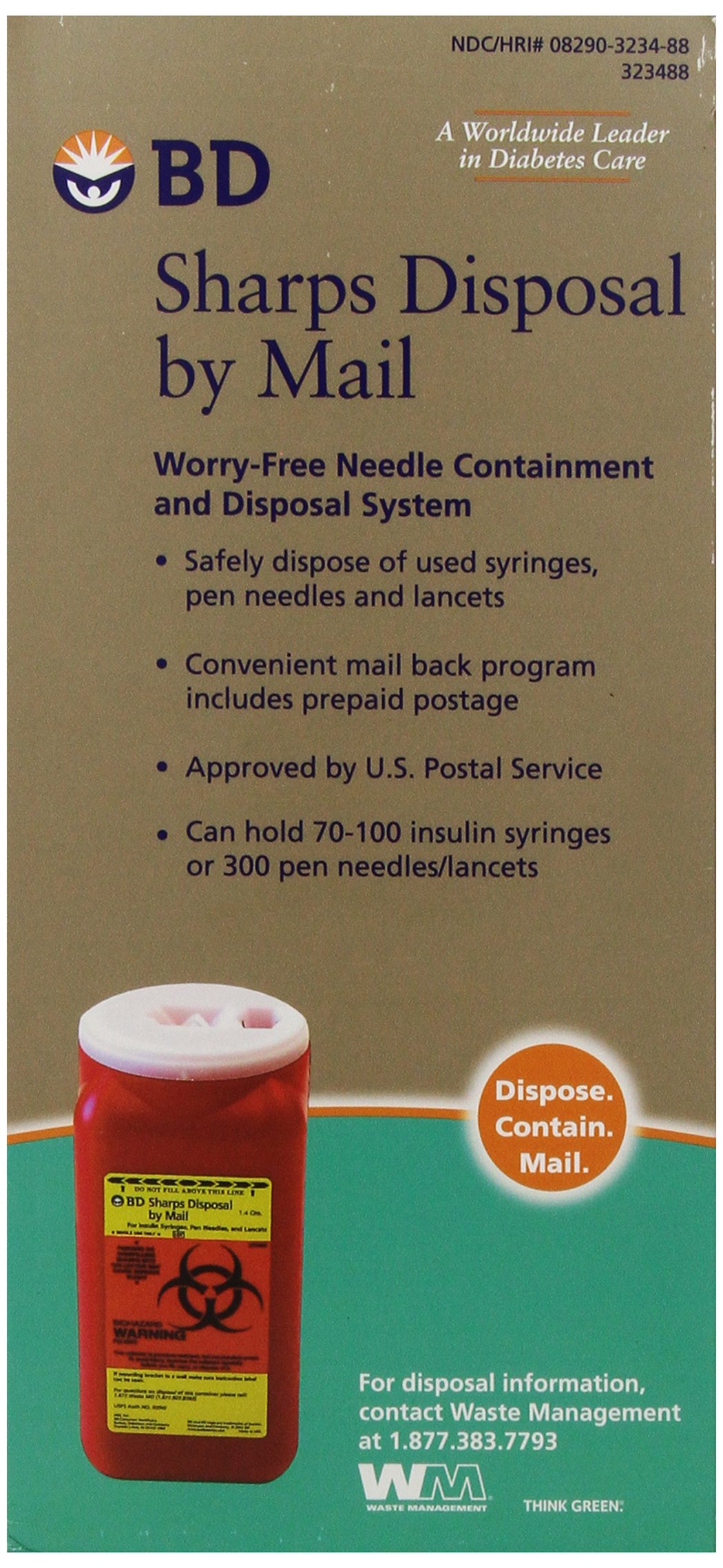 BD Sharps Disposal by Mail, WorryFree Sharps Container & Prepaid