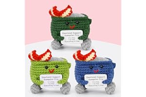 Keyrose 3 PCS Emotional Support Dumpster Fire Crochet with Positive Card, Cute Handmade Knitted Toys Home Desk Decor, Support Buddies Birthday Gifts for Women Coworker Friend