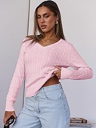 ANRABESS Womens Long Sleeve Cable Knit Sweater 2025