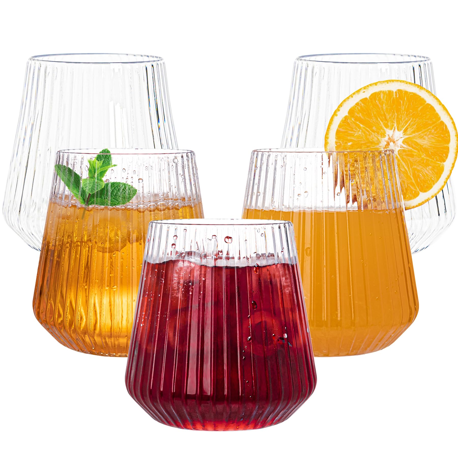 Photo 1 of N9R 24 Count plastic wine glasses disposable 12oz - Elegant Origami Ripple Design, Shatterproof & Disposable for Whiskey, Cocktail, Champagne, Parties, Weddings, Events