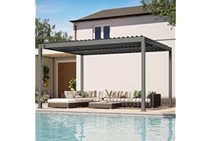 OASBIRA Louvered Pergola, 10 x 13 Aluminum Pergola, Outdoor Modern Design with Adjustable Roof and Hidden Drainage System, Durable for Gardens, Patios, Garden Yard, Deck (Dark Gray, 10x13)
