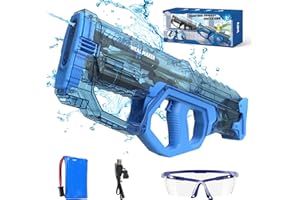 Skirfy Electric Water Gun for Adults Kids, Transparent Automatic Water Gun Waterproof,33Ft Shooting Range & Battery Powered Squirt Gun,Swimming Pool Beach Outdoor Toys for Kids
