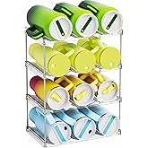 Yieach Larger Compartments Stackable Water Bottle Organizer for 40 oz Stanley Cup Holder,Yeti and Other Tumbler Organizer,4 Tier Wine Rack and Waterbottle Storage Rack for Kitchen Cabinets,Countertop