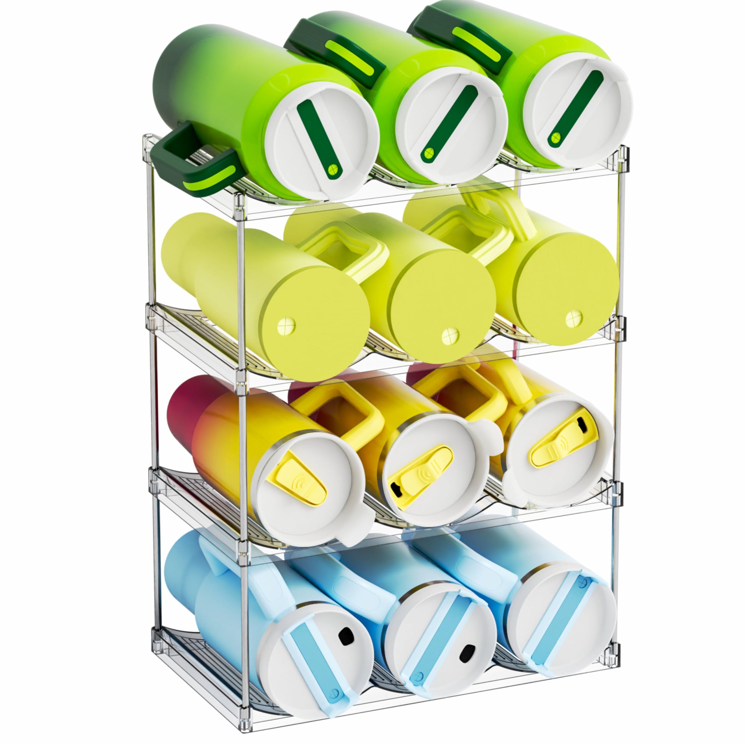 Photo 1 of Yieach Larger Compartments Stackable Water Bottle Organizer for 40 oz Stanley Cup Holder,Yeti and Other Tumbler Organizer,4 Tier Wine Rack and Water Bottle Storage Rack for Kitchen Cabinets,Countertop