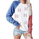 Ladicme Baseball Sweatshirts for Women Cute Mom Baseball Shirt Crewneck Outfit Comfy Tops Casual Fall Clothes