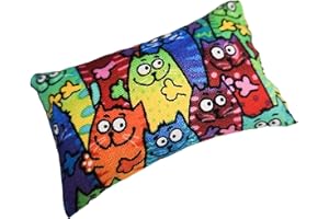 NAKPUNAR Emery Pin Cushion for Sewing - Filled with Abrasive Emery Sand - Handmade in USA (2"x3", Happy Cats)