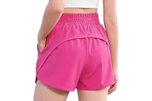 Zaclotre Girls Athletic Shorts with Zipper Pockets 2 in 1 Kid Workout Running Volleyball Soccer Shorts with Liner
