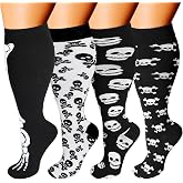 3/4 Pairs Wide Calf Compression Socks for Women Men 20-30 mmHg Knee High | Plus Size, Graduated Compression, Circulation Support, Tired Legs &amp; Swelling Relief; Sports, Travel, Nurses, Daily Wear