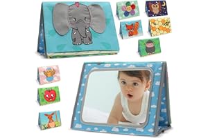 LOVELY GENIUS Tummy Time Baby Mirror Infant Toys Newborn 0 3 Months Brain Development Crinkle Cloth Book Teether Black and White High Contrast Baby Toys 2 4 5 0-6 Month Boys Girls Shower Gift Easter Basket Stuffers