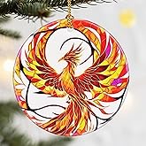 Phoenix Christmas Ornaments, Dodosky 2.8in Ceramic Xmas Decor, Christmas Tree Ornaments, Xmas Decorations for Tree, Holiday Ornament, Gift Ideas, Phoenix Gifts, Gifts for Women, Men, Bird Lovers