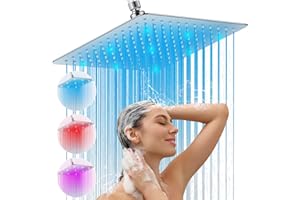 HUUKE LED Shower Head, 12" Large Light Up Shower Head with Color Changing Lights and 360°Adjustable Brass Ball Joint, High Pr