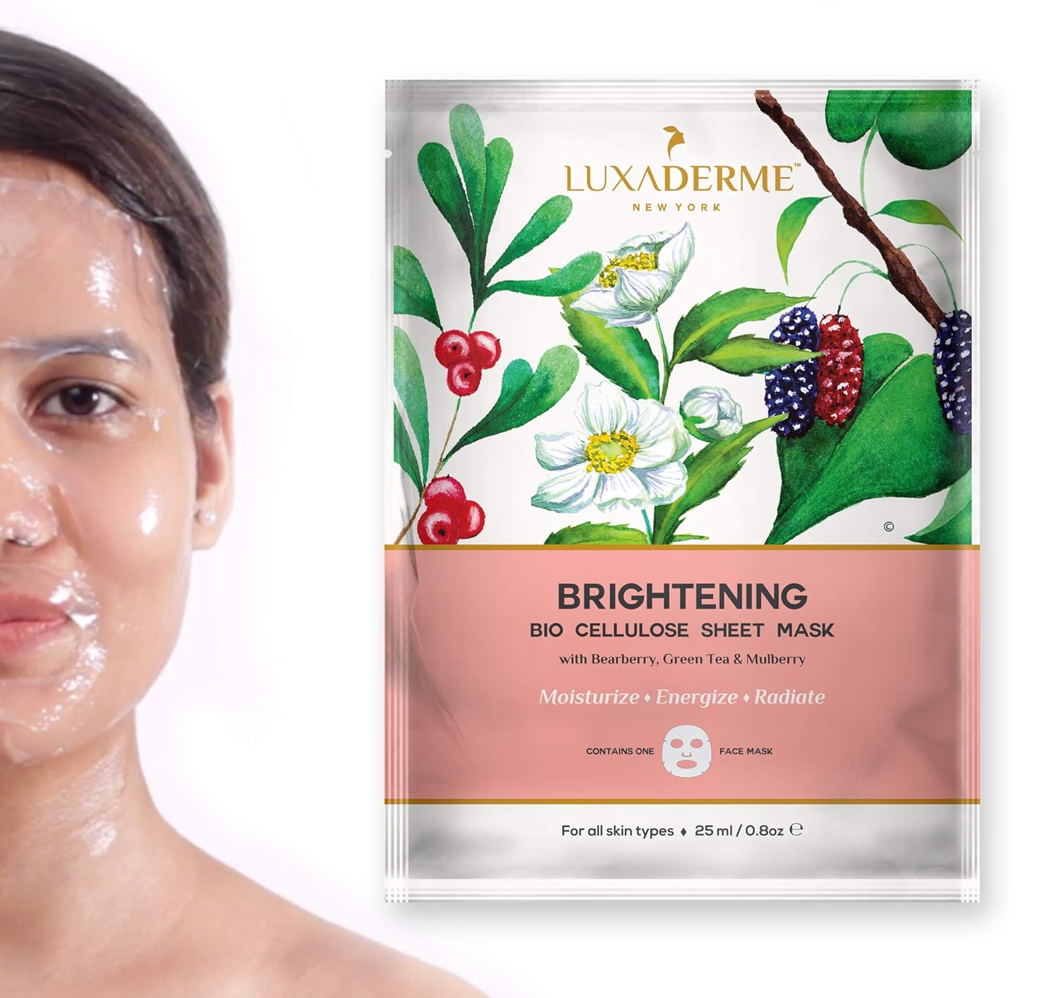 Download Buy Luxaderme Brightening Bio Cellulose Face Sheet Mask With Bearberry Green Tea And Mulberry 25ml Online At Low Prices In India Amazon In PSD Mockup Templates