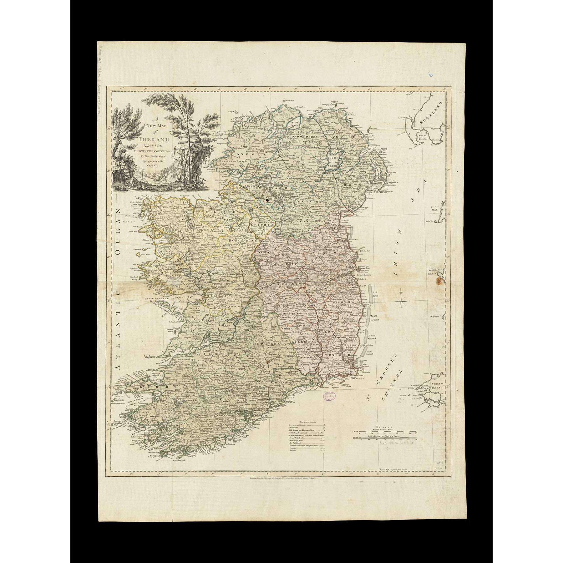 Kitchin 1777 Map Ireland Provinces Counties Large Wall Art Poster Print Thick Paper 18X24 Inch