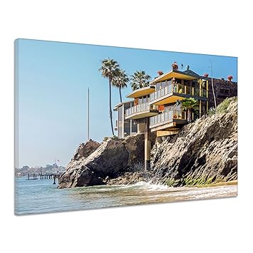 Amazon De Haus Architektur Himmel Felsen Gebaude Meer Leinwand