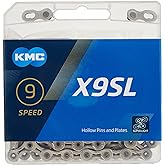 KMC X9 9-Speed X-Series Superlight, High-Performance Bicycle Chain, Silver | Compatible with Shimano, SRAM, and Campagnolo 9-speed systems for MTB, road, gravel, and cyclocross riding