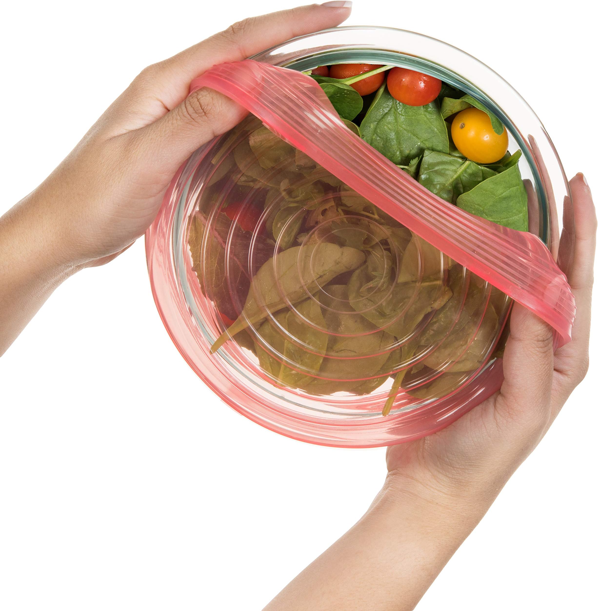 Silicone Stretch Lids by Katchy Kitchen - Stretchable Eco Insta Covers - Seals for Bowls of Various Sizes - 6 Pack