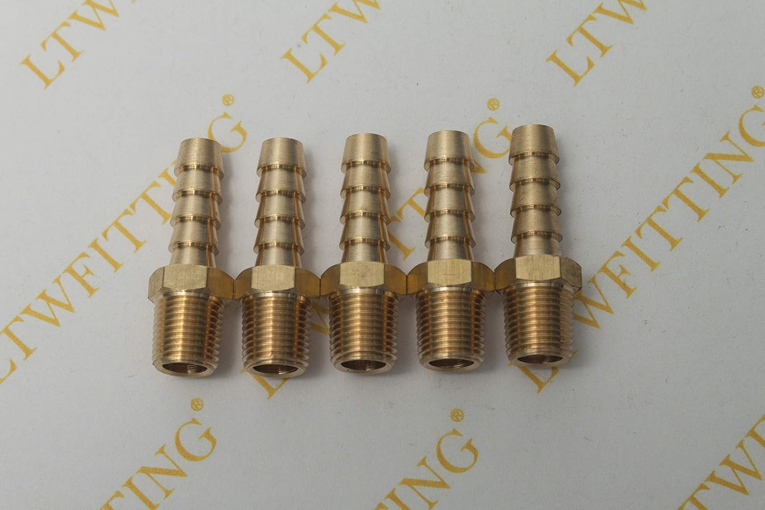 LTWFITTING Brass Barbed Fitting Coupler/Connector 1/8-Inch Male BSPT x 1/4-Inch(6mm) Hose Barb Fuel Gas Water (Pack of 5) - Image 3