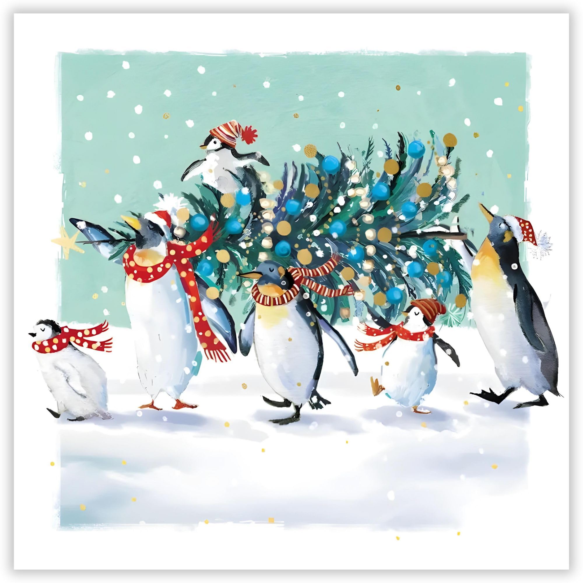 GBCC Charity Christmas Cards Pack of 10 - Charity Christmas Cards with Penguins and Christmas Tree Design - Eco-Friendly Xmas Cards Multipack with Envelopes