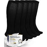 Pembrook Light Compression Socks for Women - 6 Pairs | 8-15 mmHg Cotton Compression Socks Women | Circulation Support