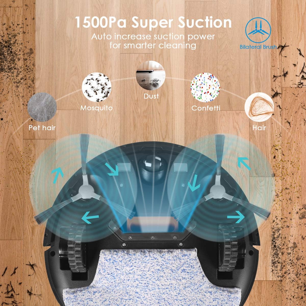 IIooIIus Robot Vacuum, 1800Pa Robotic Vacuum Cleaner(Slim), 110Mins Max Run Time, Automatic Self-Charging, Quiet Multiple Cleaning Modes, Best for Pet Hairs, Hard Floor & Medium Carpet: Kitchen & Dining