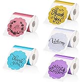 Gersoniel 700 Pcs 2 Inch Round Thermal Labels Waterproof Circle Direct Thermal Stickers Printable Labels for Valentine's Day Gift Wrapping Thanks Card Small Business Logo(Glitter,Scalloped)