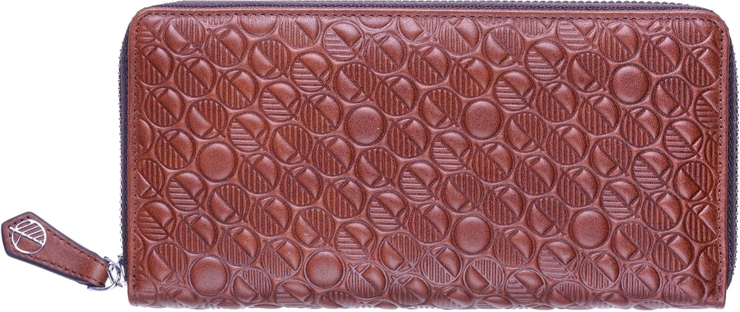 Drew Lennox Premium British Leather Zip Around Purse Large Wallet for Women - Saddle Brown - Gift Box