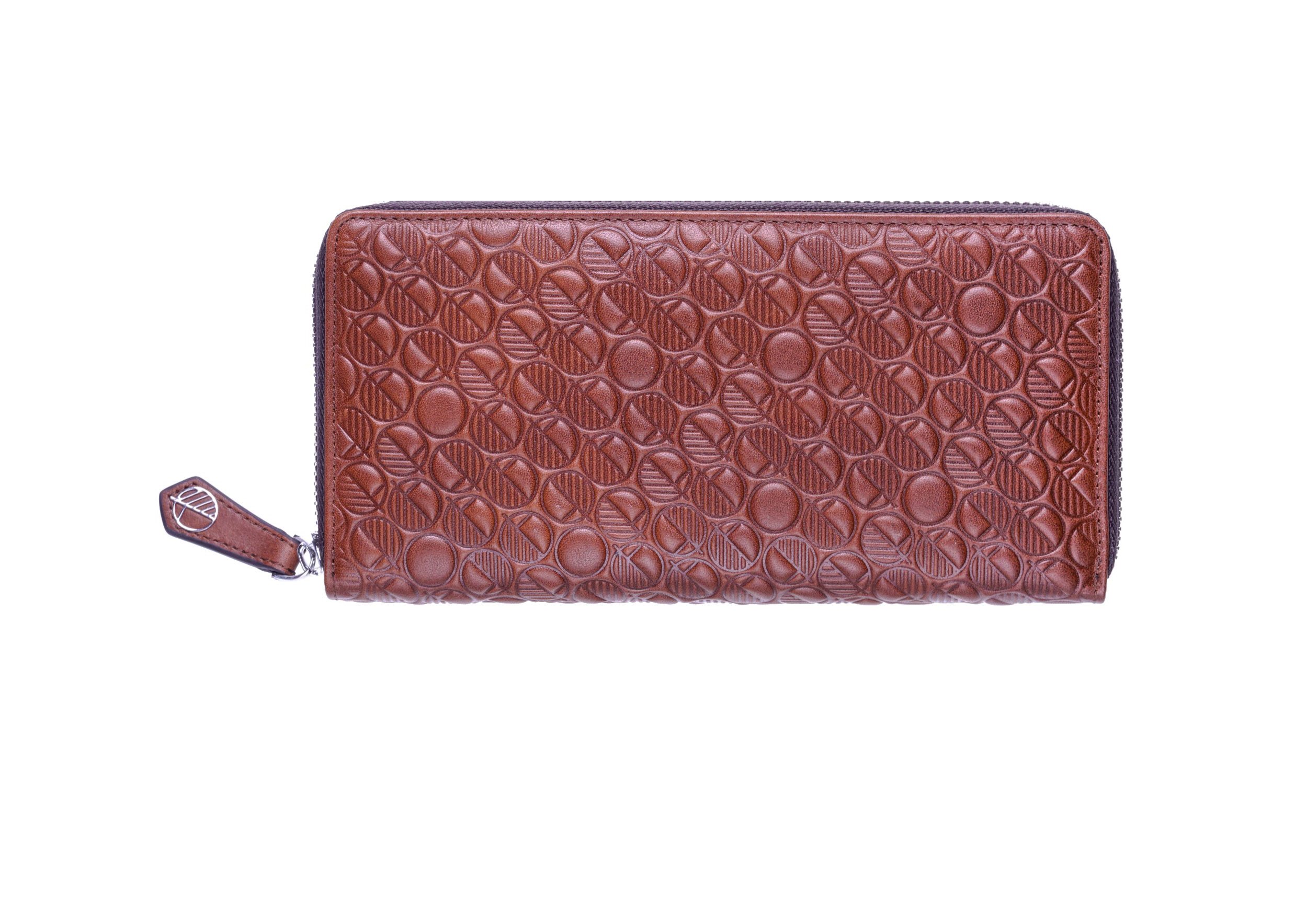 Drew Lennox Premium British Leather Zip Around Purse Large Wallet for Women - Saddle Brown — Gift Box