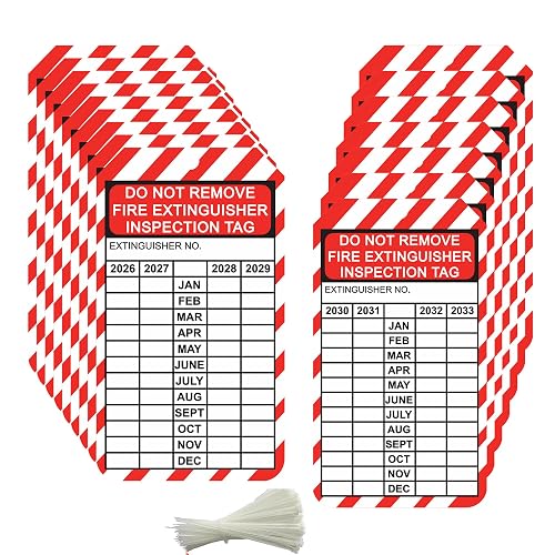 Fire Tag Check Machine 25 Pcs Fire Extinguisher Tags with Adjustable Wire Ties Monthly ...