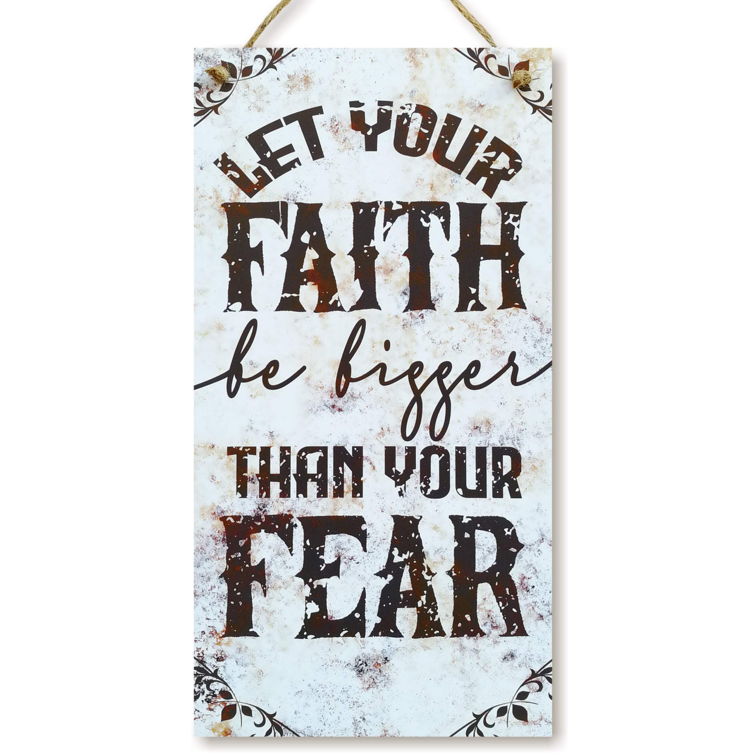 CARISPIBET Let your Faith be bigger than your fear home signs religious signs faith and belief house decorative gifts living room kitchen signs wall decor welcome signs 12" x 6''
