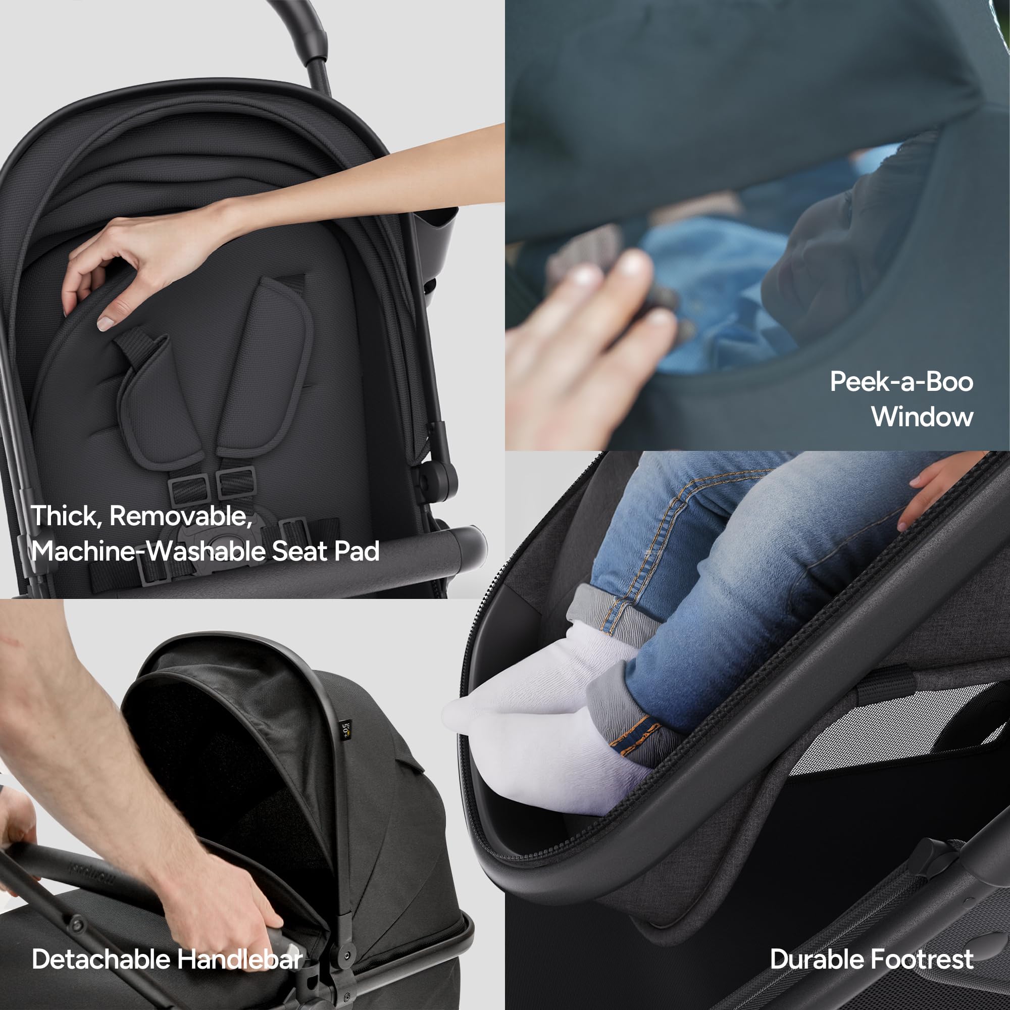 Mompush Wiz 2 in 1 Baby Stroller with Bassinet Mode, Convertible Infant Stroller for Newborn and Toddler with Reversible Seat and Large UPF 50+ Canopy