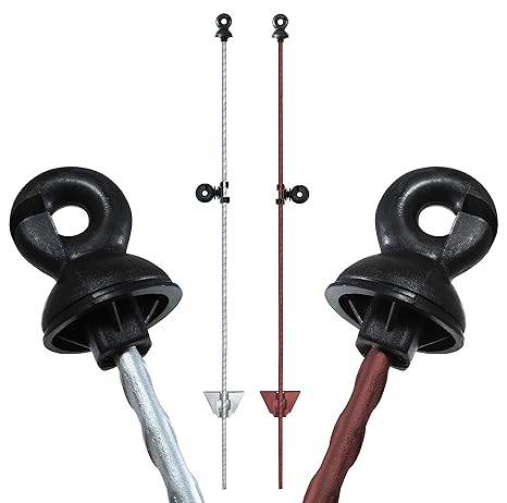 Koll Living Federstahlpfähle Oval 105cm 50 Stück Weidezaunpfähle inkl. Zusatzisolatoren Neu