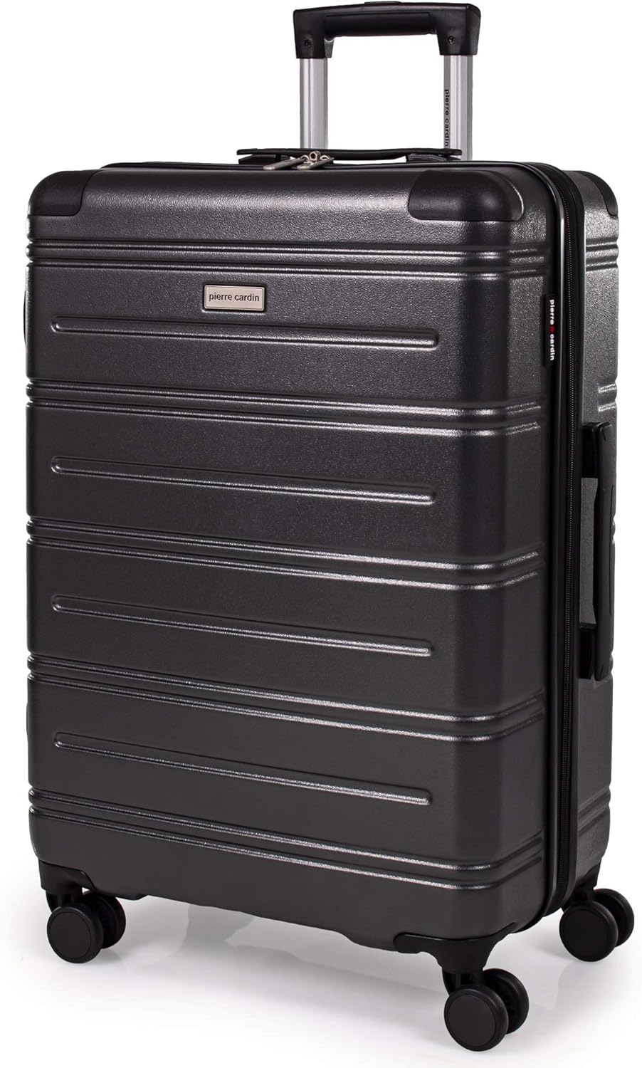 Pierre Cardin ABS Hard Shell 26 Inch Suitcase - Travel Luggage with 8 Spinner Wheels, Dark Grey, M