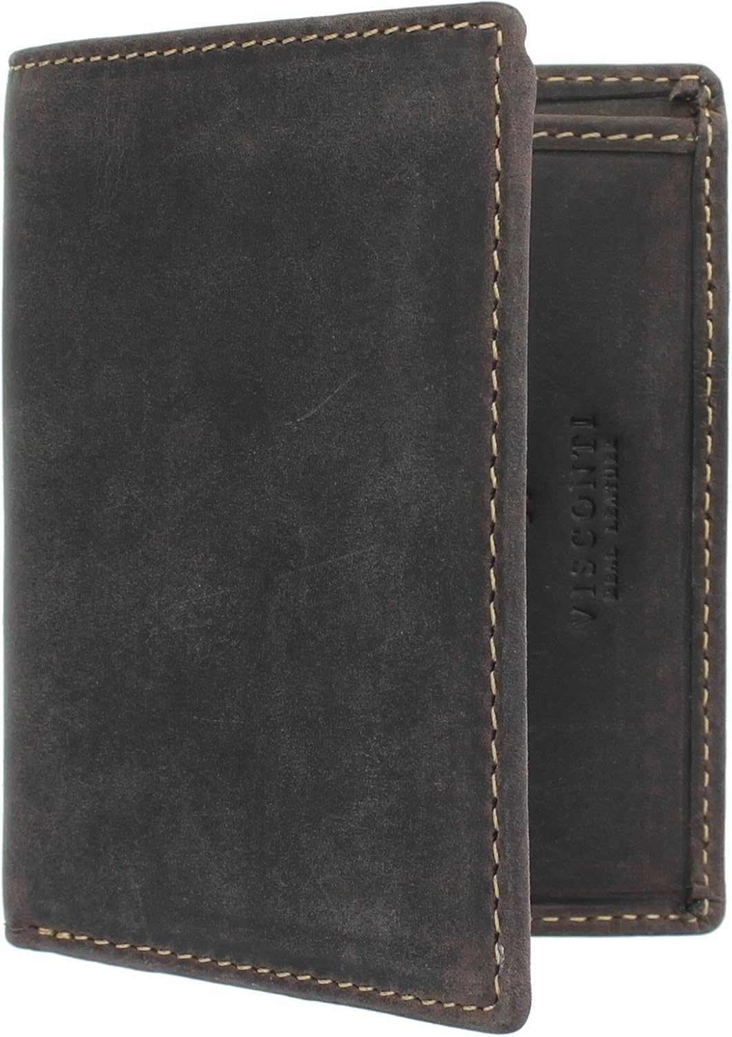 VISCONTI Hunter Compact Oiled Leather Arrow Wallet RFID Blocking 705 Oil Brown - Image 3
